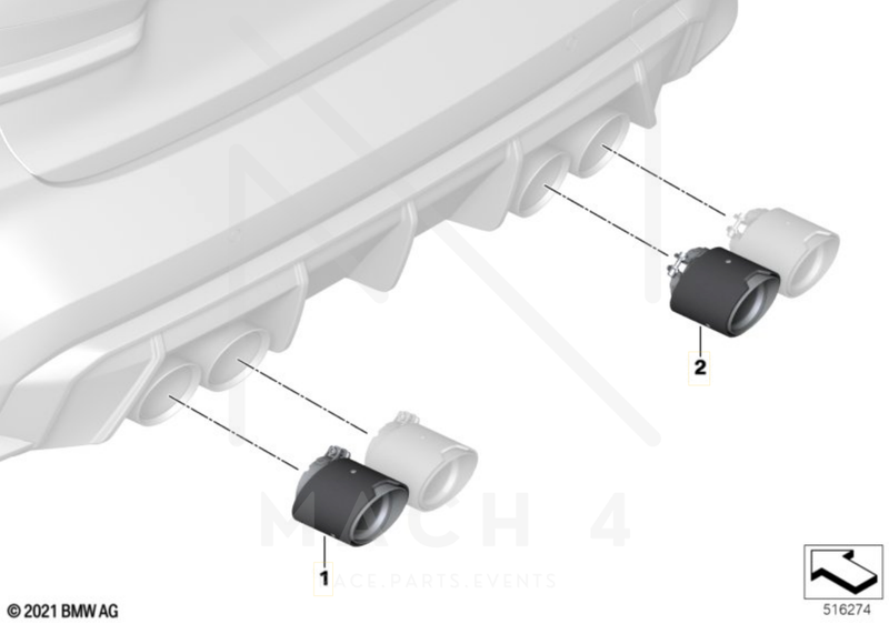 Laden Sie das Bild in Galerie -Viewer, BMW M Performance Endrohrblenden Carbon für BMW M3 G80/G81 - M4 G82/G83 - 18305A291B7/18305A291B8
