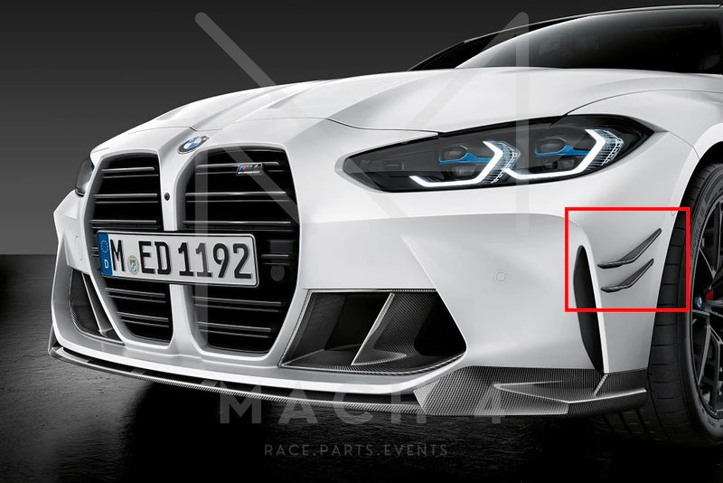 Laden Sie das Bild in Galerie -Viewer, BMW M Performance Carbon Front Flaps / Aero Flick Carbon Set für BMW M3 G80/G81 / M4 G82/G83 - 51115A08FE9/51115A08FF9