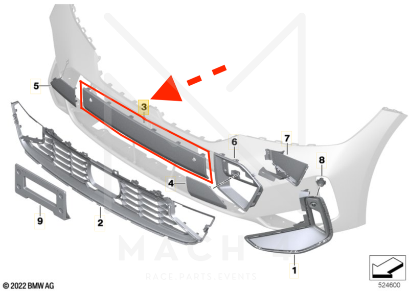 Laden Sie das Bild in Galerie -Viewer, BMW Original Blende Mitte schwarz glanz für BMW 3er / M340i LCI G20/G21 - 51115A63969