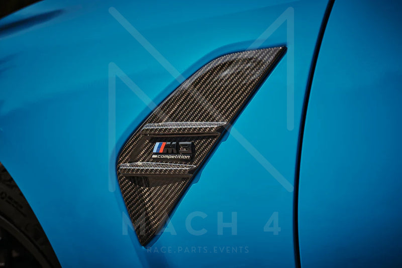 Laden Sie das Bild in Galerie -Viewer, BMW M Performance Kiemen Seitenwand Carbon / Carbon Side Marker Set BMW M3 G80/G81 - 51132469620 / 51132469621