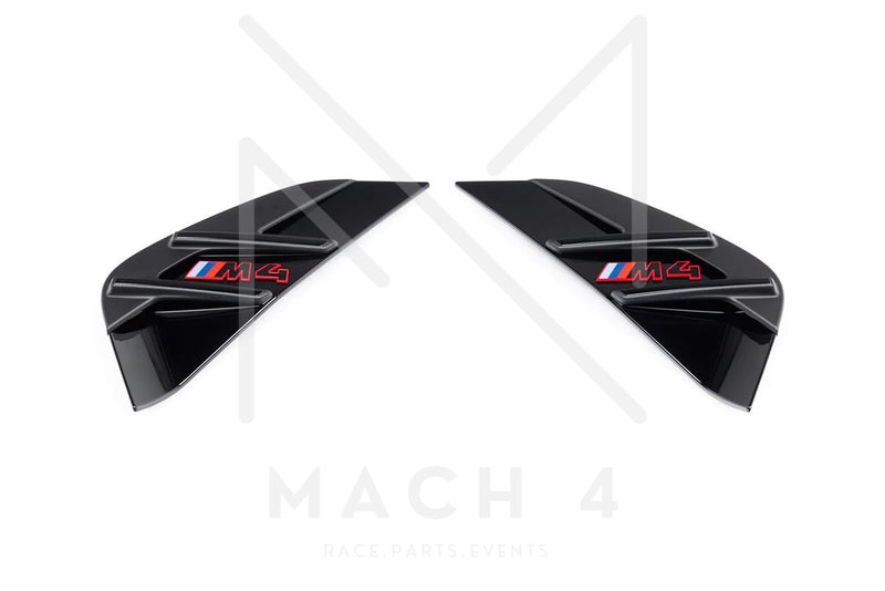 Laden Sie das Bild in Galerie -Viewer, BMW Original M4 CSL G82 Seitenkiemen M4 rot / Air Breather Badge M4 black/red für BMW M4 G82/G83 - 51138086131/51138086132