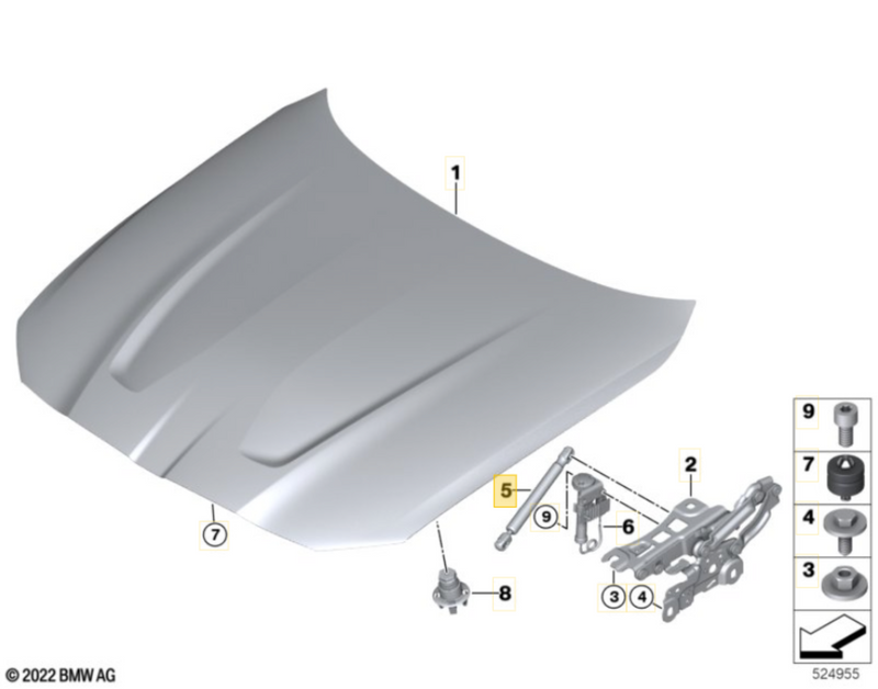Laden Sie das Bild in Galerie -Viewer, BMW Original M4 CSL Gasfeder für Alpha-N Carbon Hood / Motorhaube - BMW M3 G80/G81 / M4 G82/G83 - 51239463396