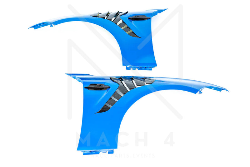 Laden Sie das Bild in Galerie -Viewer, Alpha-N Carbon Kotflügel mit Lüftungsöffnungen Set / Carbon Vented Front Fender Set für BMW M2 F87 / M2 Competition F87 / M2 CS F87 - AN-0521
