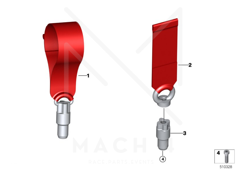 Laden Sie das Bild in Galerie -Viewer, BMW M Performance Tow Strap / Abschleppband / Schlaufe rot für BMW M3/M4 G80/G81/G82/G83 - 72155A57B31