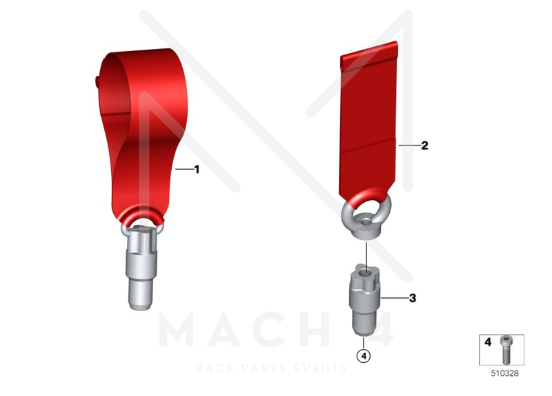 Laden Sie das Bild in Galerie -Viewer, BMW M Performance Tow Strap / Abschleppband / Schlaufe rot für BMW M3 F80 / M4 F82/F83 - 72155A709F6