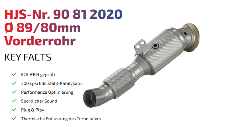 Laden Sie das Bild in Galerie -Viewer, HJS ECE Downpipes mit 300 Zellen Kats für BMW B58 vor OPF für BMW M140i F20/F21 / M240i F22/F23 - mit Zulassung - 90812020
