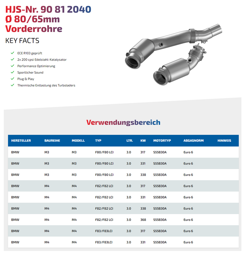 Laden Sie das Bild in Galerie -Viewer, HJS ECE Downpipes mit 200 Zellen Kats für BMW M3 Competition F80 / BMW M4 Competition F82 / F83 S55 - mit Zulassung - 90812040
