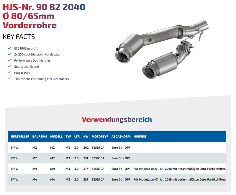 Laden Sie das Bild in Galerie -Viewer, HJS ECE Downpipes mit 200 Zellen Kats für BMW M2 Competition F87 / M2 CS F87 S55 - mit Zulassung - 90822040