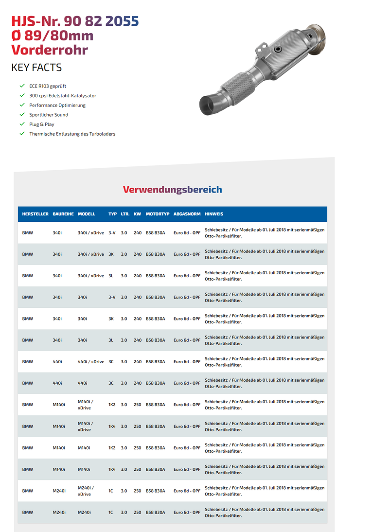 Laden Sie das Bild in Galerie -Viewer, HJS ECE Downpipes mit 300 Zellen Kats für BMW B58 mit OPF für BMW 340i F30/F31 / 440i F32/F33/F36 - mit Zulassung - 90822055