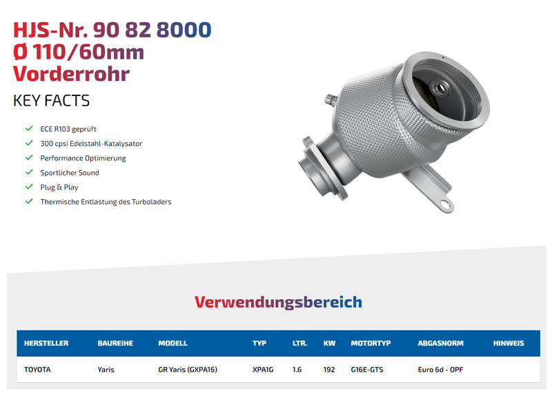 Laden Sie das Bild in Galerie -Viewer, HJS ECE Downpipes mit 300 Zellen Kats für Toyota GR Yaris - mit Zulassung - 90828000