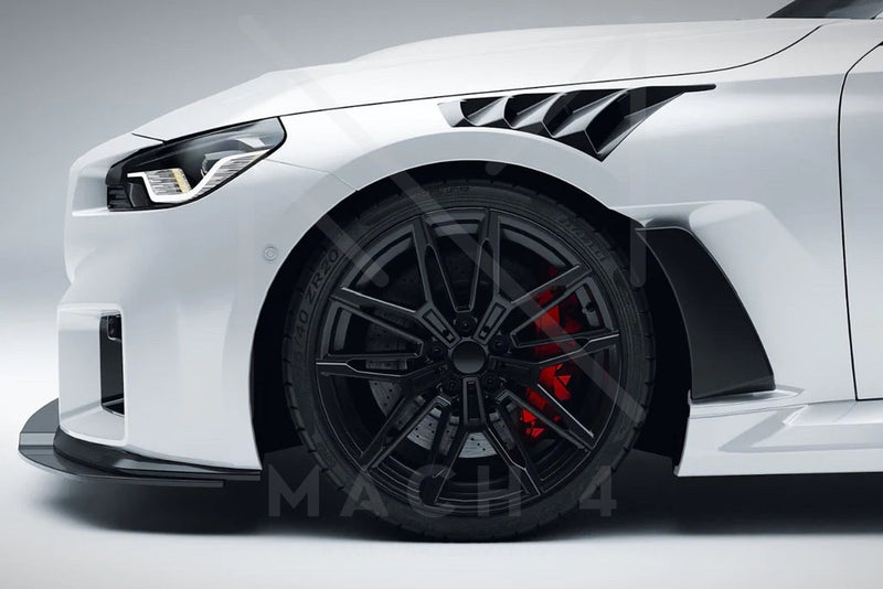 Laden Sie das Bild in Galerie -Viewer, Alpha-N Carbon Kotflügel mit Aero-Blade und Lüftungsöffnungen V4 Set / Carbon Vented Front Fender with Blades V4 Set für BMW M2 G87 - AN-0525