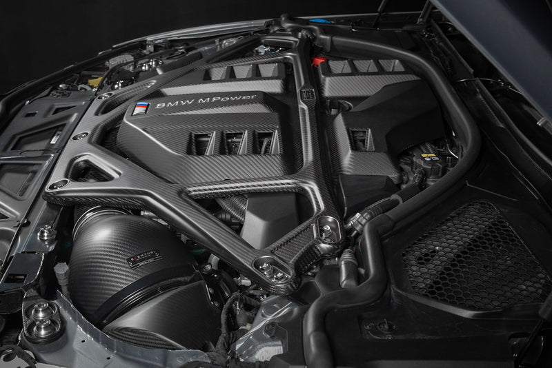 Laden Sie das Bild in Galerie -Viewer, Eventuri Carbon Domstrebe / Carbon Strut Brace für BMW M3 G80/G81 & M4 G82/G83 S58 Motor