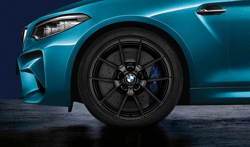 Laden Sie das Bild in Galerie -Viewer, BMW Alufelge M Performance Y-Speiche 763 jet black - 36108089344/36108089345