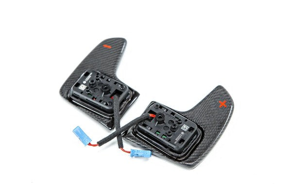 Laden Sie das Bild in Galerie -Viewer, BMW M Performance Carbon Schaltwippen / Schaltpaddles Carbon mit rot +/- für BMW G-Serie - 61312463597