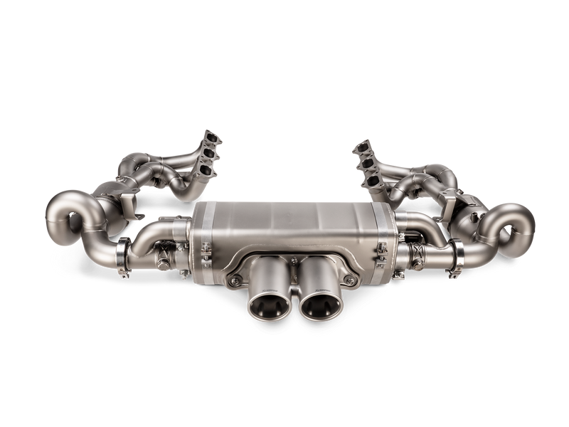 Laden Sie das Bild in Galerie -Viewer, Akrapovic Evolution Header Set (Fächerkrümmer + Kats) Titan für Porsche 992 GT3
