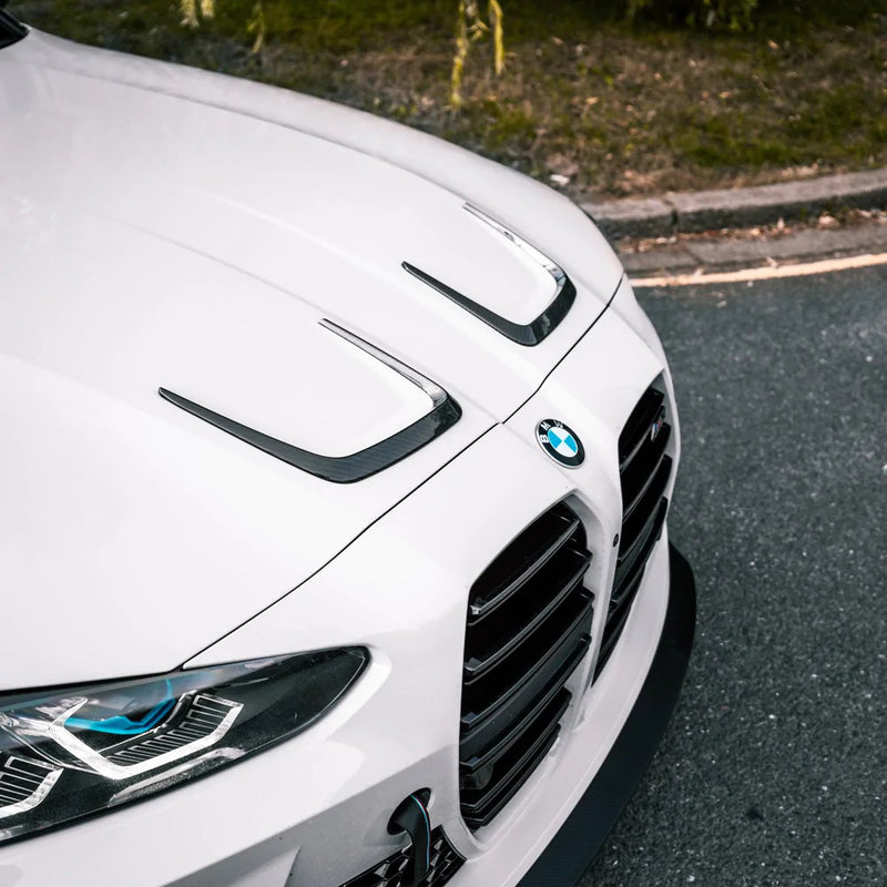 Laden Sie das Bild in Galerie -Viewer, R44/MHC+ Carbon Haubenaufsatz / Vent Trims X Style für BMW M3 G80/G81 / M4 G82/G83