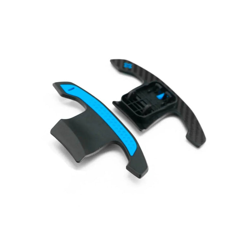 Laden Sie das Bild in Galerie -Viewer, R44/SHFT Carbon glanz Shifters/Schaltwippen mit rot / blau für BMW M135i / M235i / M240i F4x &G42