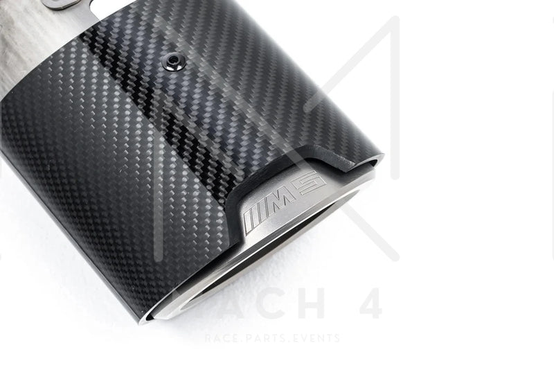 Laden Sie das Bild in Galerie -Viewer, BMW M Performance Blende Endrohre Abgasanlage / Tip Set Carbon/Titan für BMW M5 G90/G99 - 18305B35D87
