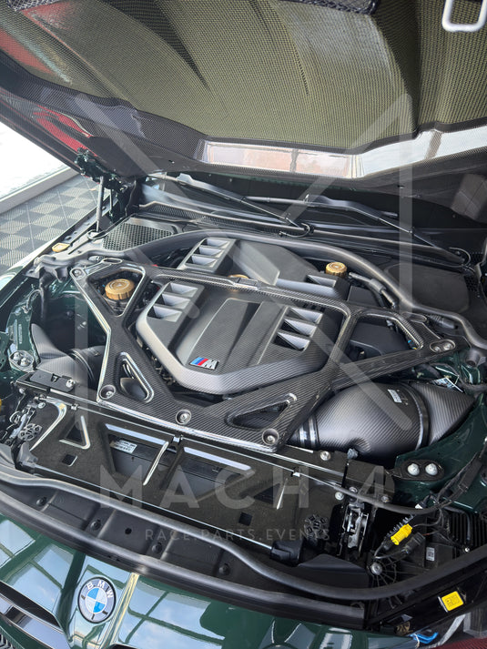 (2.Wahl) Eventuri Carbon Domstrebe glanz / Carbon Strut Brace für BMW M2 G87 / M3 G80/G81 & M4 G82/G83 S58 Motor - EVE-S58-CF-STR