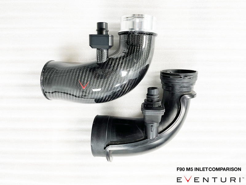 Laden Sie das Bild in Galerie -Viewer, Eventuri Carbon Turbo Inlet für BMW M5 F90 / M8 F91/F92/F93 S63 Motor
