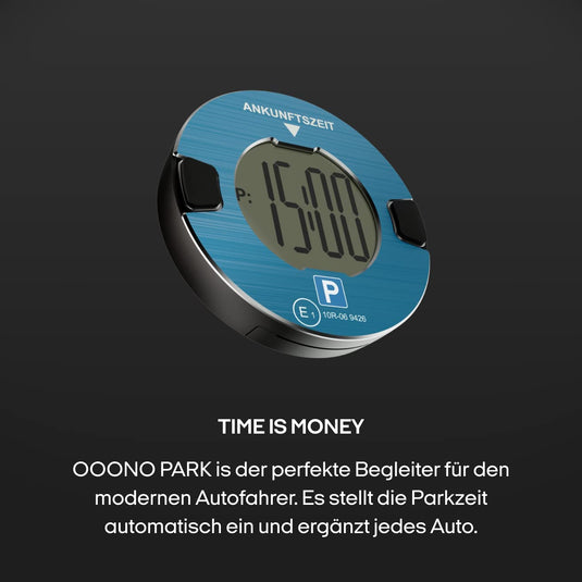 Ooono Park - elektrische Parkscheibe fürs Auto I vollautomatische Parkuhr mit Zulassung vom KBA